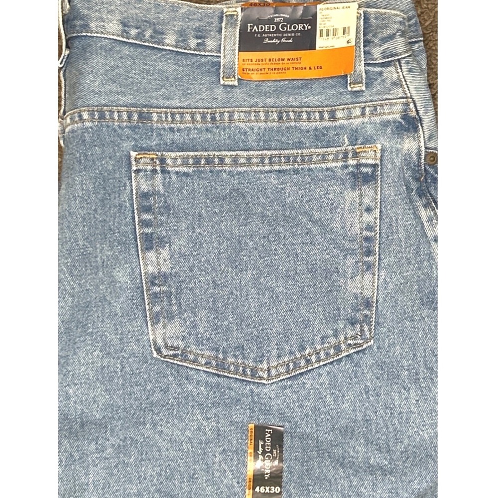Faded Glory NEW Mens 46x30 Light Wash Straight Leg Jeans FG Original Jean - Picture 3 of 4